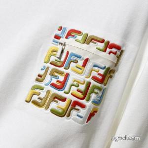 FENDI高品質七色F字母LOGO小標刺繍純綿丸首衛衣