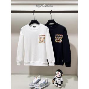 FENDI高品質七色F字母LOGO小標刺繍純綿丸首衛衣