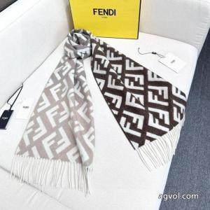 Fendi定番ジャカードグラデーションダブルカシミヤマフラー