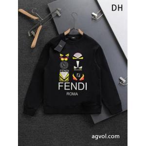 FENDI秋冬ヨーロッパトップクラスのオリジナルファッションカジュアル長袖プリントTシャツ衛衣