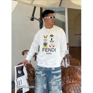 FENDI秋冬ヨーロッパトップクラスのオリジナルファッションカジュアル長袖プリントTシャツ衛衣