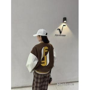 Fendi/フェンティアルファベット刺繍パッチワーク野球ウェアジャケット