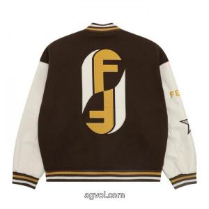 Fendi/フェンティアルファベット刺繍パッチワーク野球ウェアジャケット
