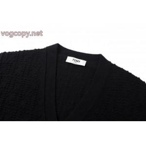 FENDI 2026 SS谷波ジャカードVネックカーディガン長袖セーターコート