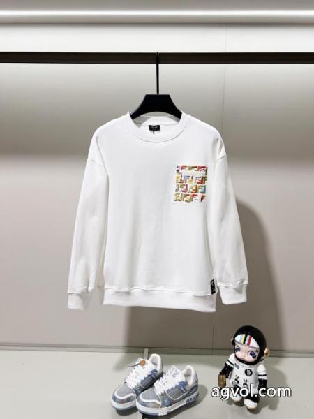 FENDI高品質七色F字母LOGO小標刺繍純綿丸首衛衣 5 