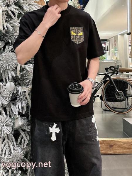 抜群の吸汗性 最安値に挑戦 シックでお洒落なコピー 商品 通販半袖Tシャツフェンディ 5