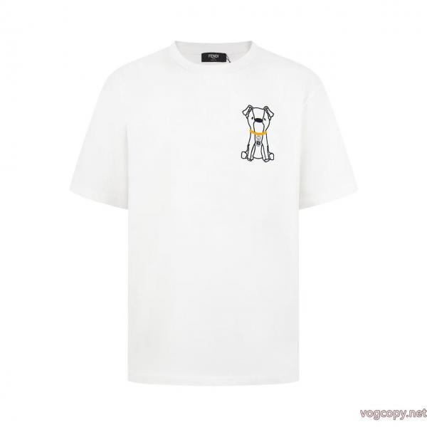 大変人気 ついに登場 ファッションスタッズ半袖Tシャツ偽物 通販FENDI 0