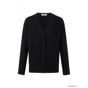 FENDI 2026 SS谷波ジャカードVネックカーディガン長袖セーターコート